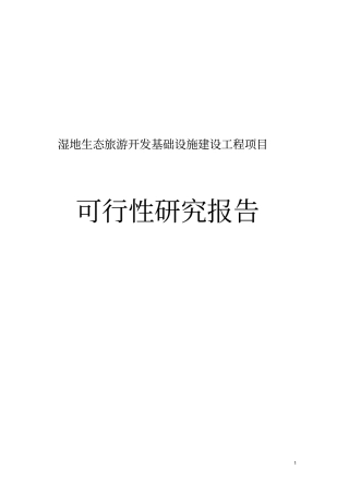 湿地生态旅游开发基础设施建设工程项目可行性研究报告