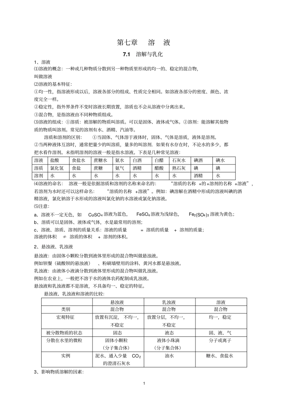 溶液复习资料_第1页
