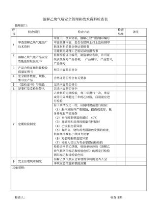 溶解乙炔气瓶安全检查表