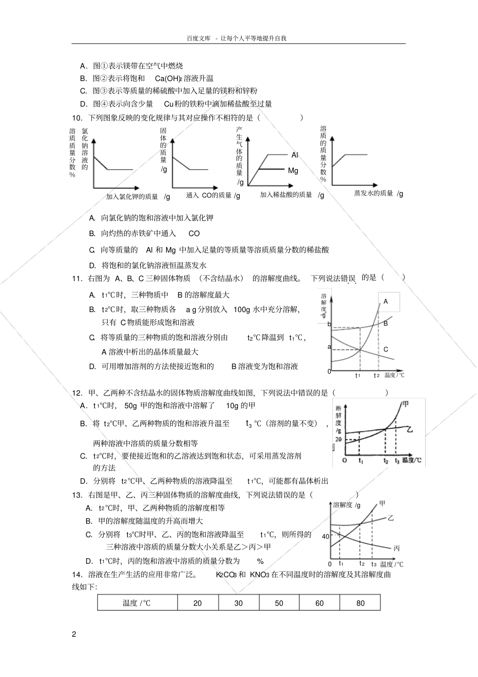 溶解度专项练习题_第2页