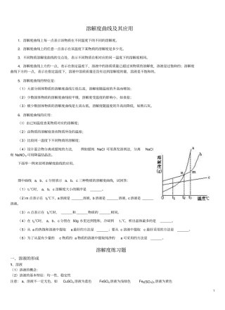 溶解度曲线及其应用汇总