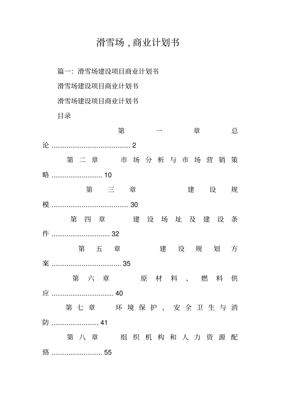 滑雪场,商业计划书_第1页