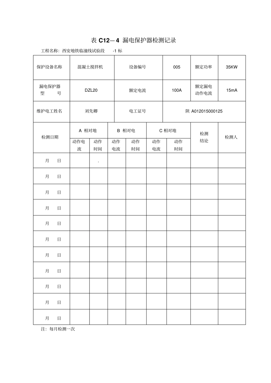 漏电保护器检测记录分析_第1页