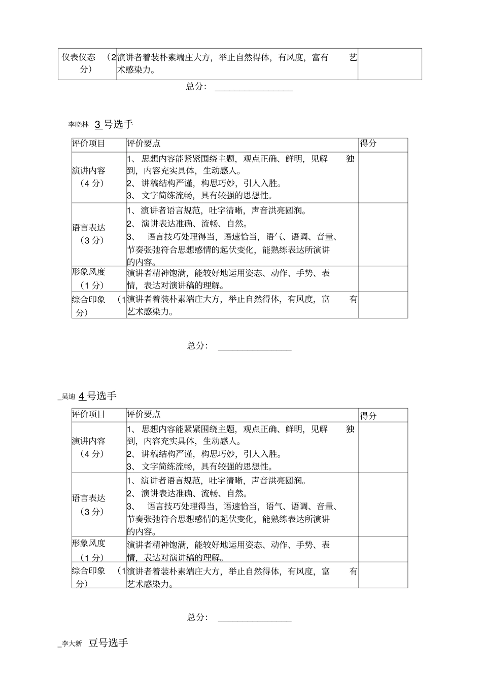 演讲比赛评分表_第2页