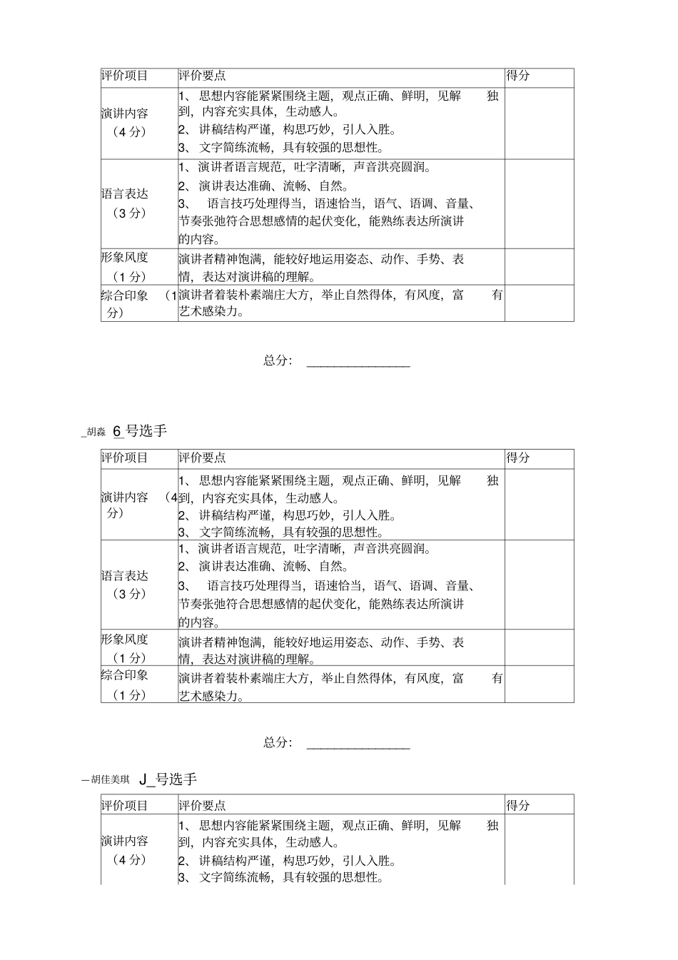 演讲比赛评分表_第3页