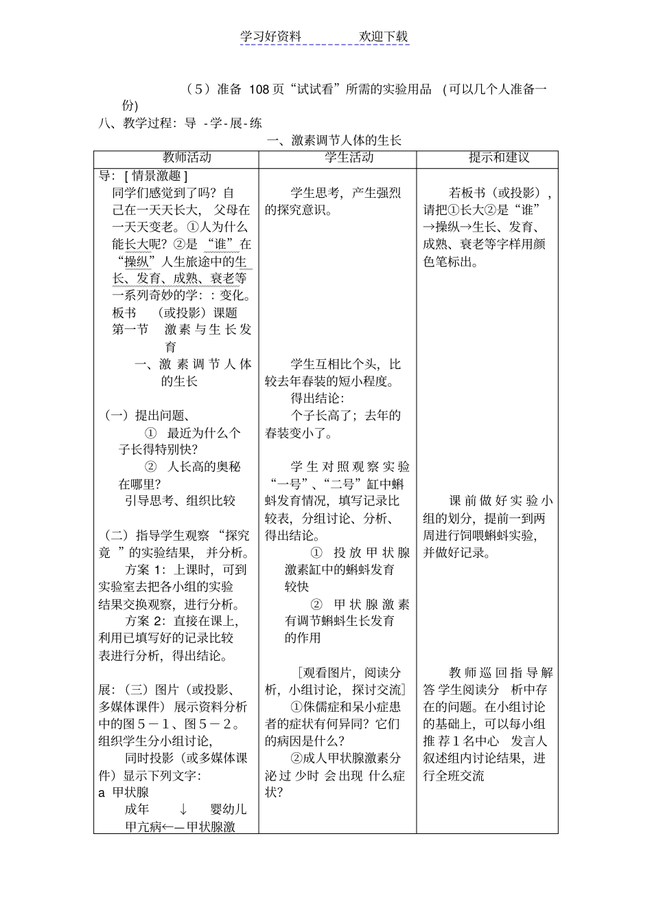 激素与生长发育教学设计_第3页