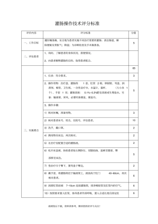 灌肠操作技术评分标准