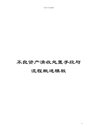 不良资产清收处置手段与流程概述模板