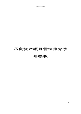 不良资产项目营销推介手册模板
