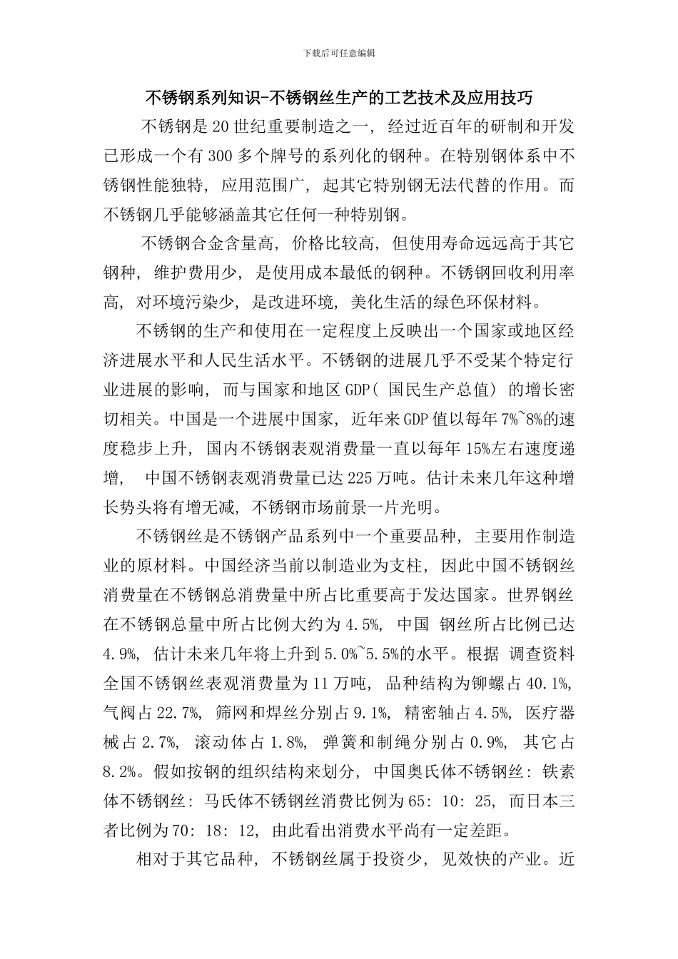 不锈钢系列知识不锈钢丝生产的工艺技术及应用技巧_第1页