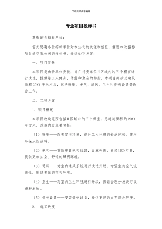 专业项目投标书