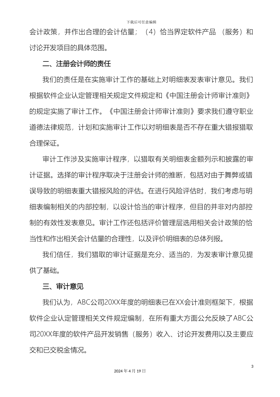 专项审计报告参考模版_第3页