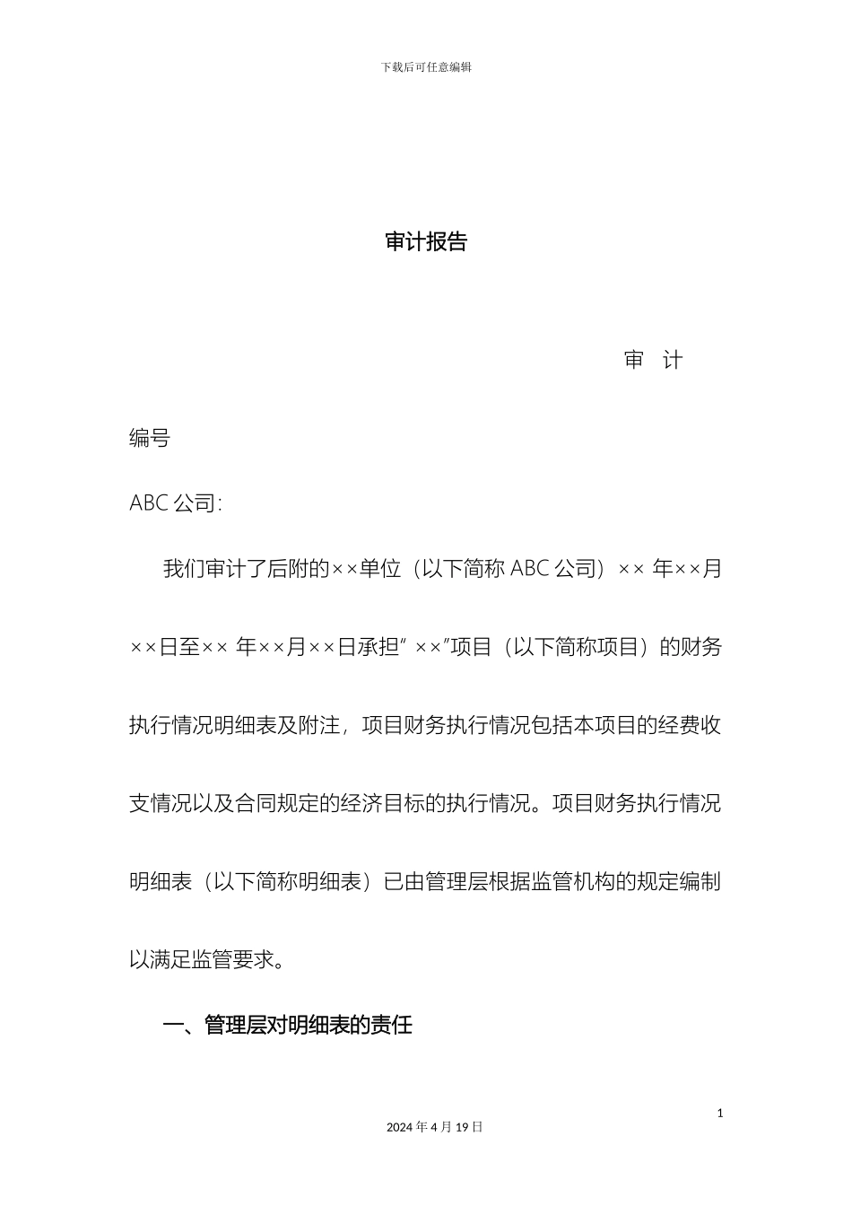 专项审计报告样本_第3页