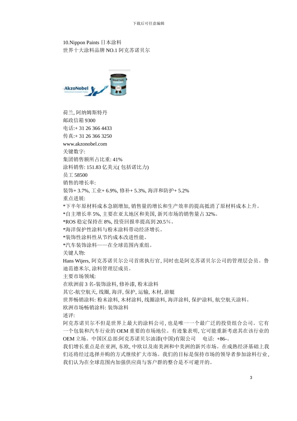 世界十大涂料品牌年度报告模板_第3页