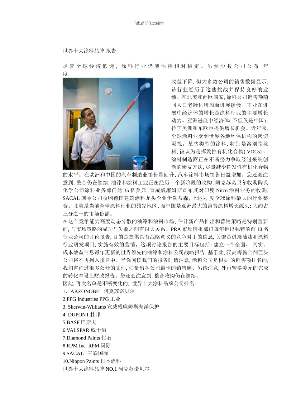 世界十大涂料品牌年度报告_第1页