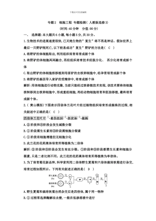 专题细胞工程专题检测人教版选修样本