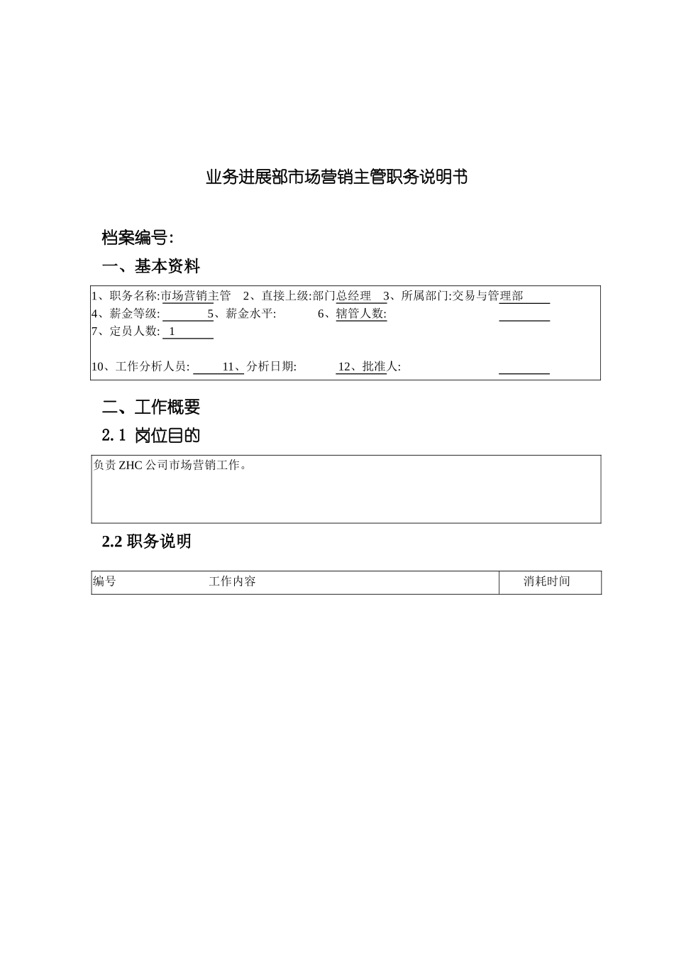 业务发展部市场营销主管职务说明书_第2页