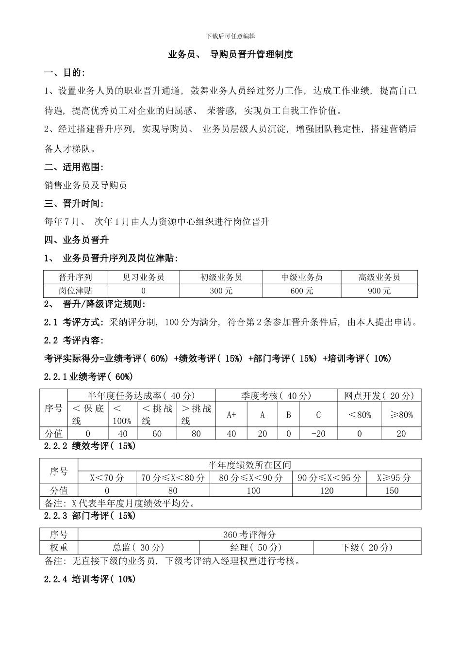 业务员晋升管理制度样本_第1页