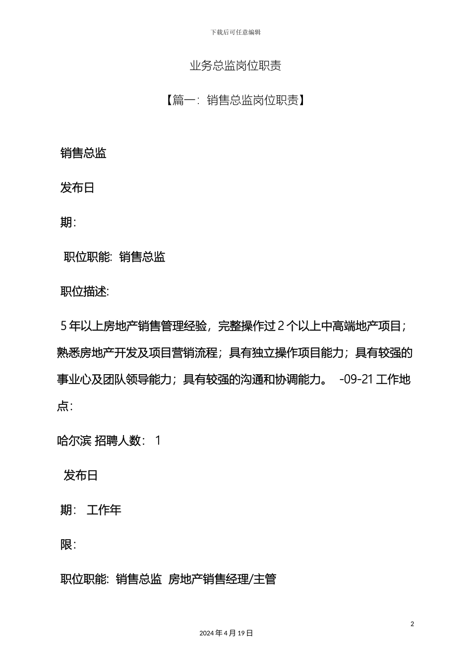 业务总监岗位职责_第2页