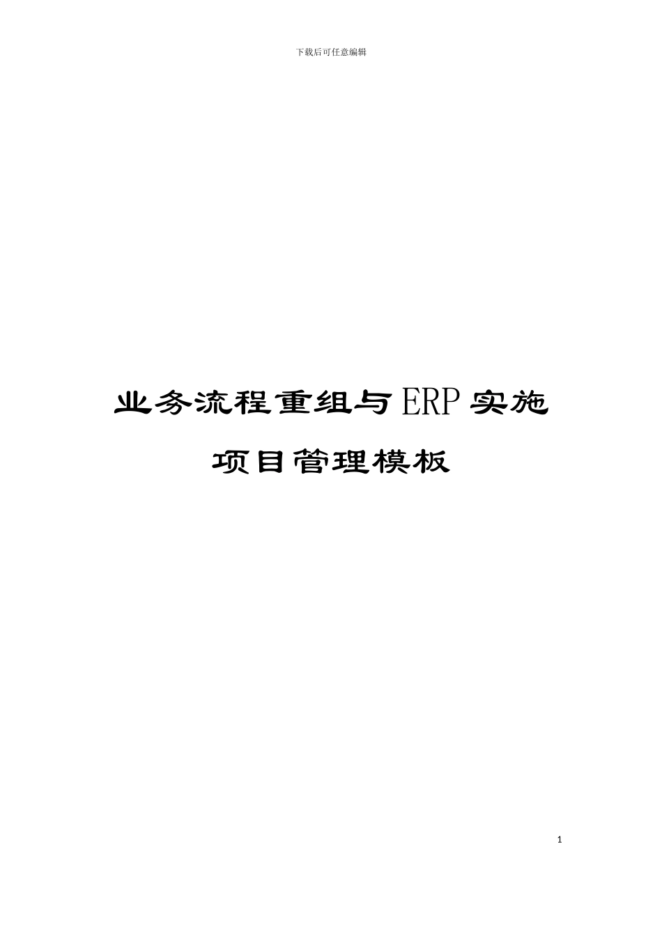 业务流程重组与ERP实施项目管理模板_第1页