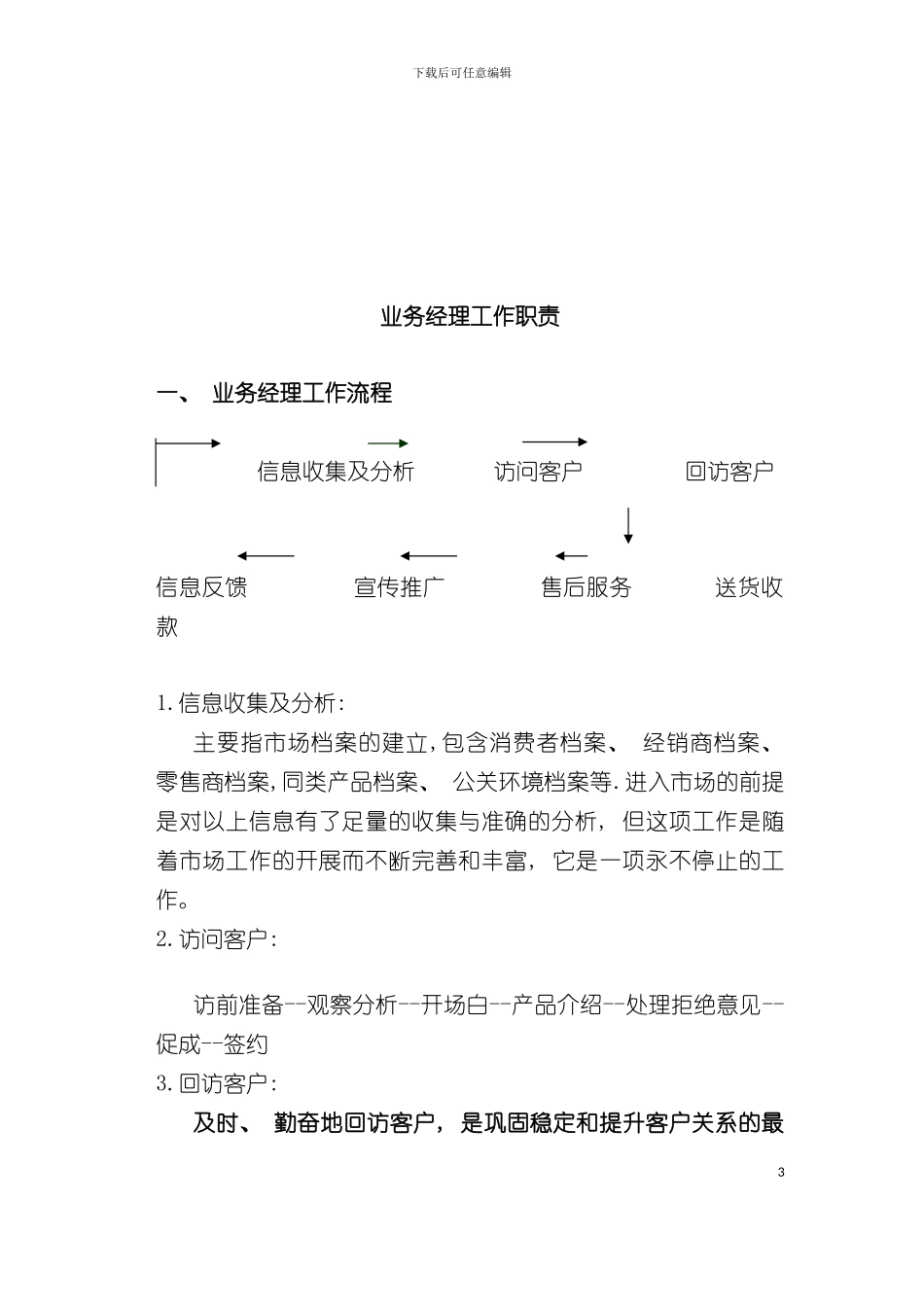 业务经理工作职责与销售流程操作技巧模板_第3页