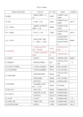 东大硕士研究生初试考试科目及参考书样本