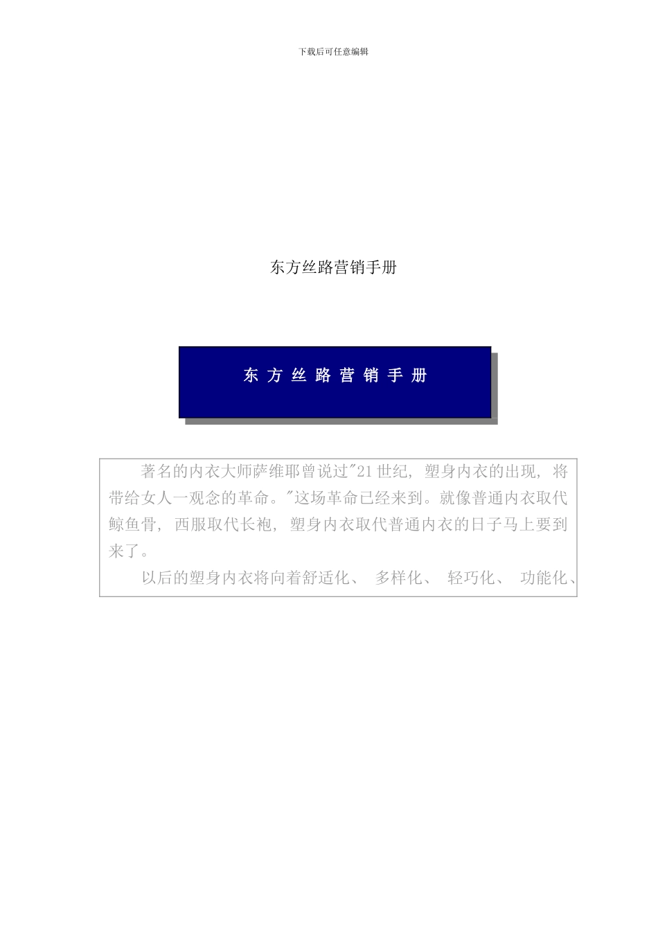东方丝路营销手册模板_第1页