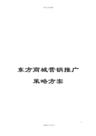 东方商城营销推广策略方案