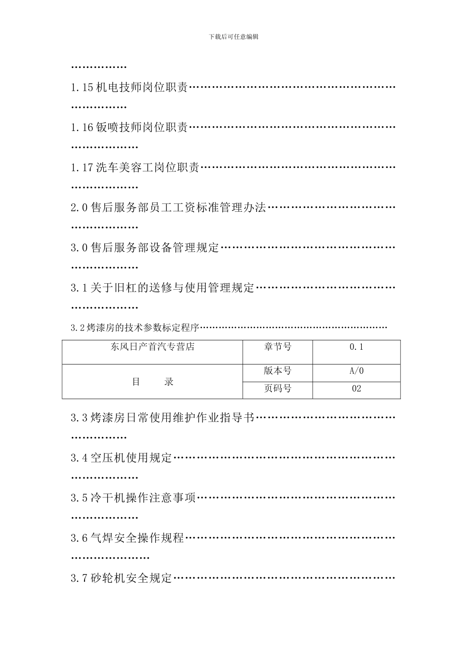 东方日产专营店售后服务部工作手册horsezy_第3页