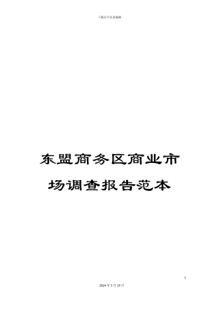 东盟商务区商业市场调查报告范本