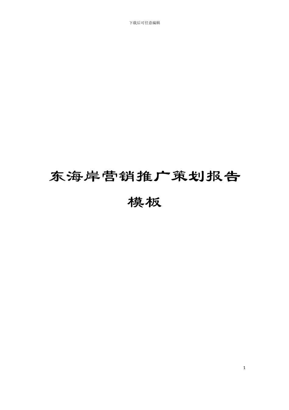 东海岸营销推广策划报告模板_第1页