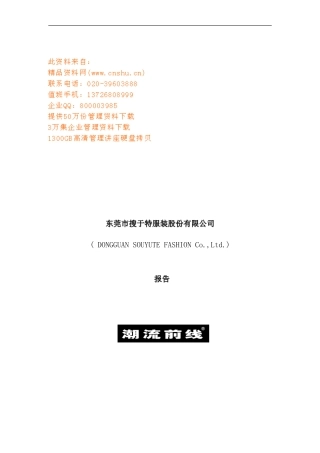 东莞服装公司年度报告