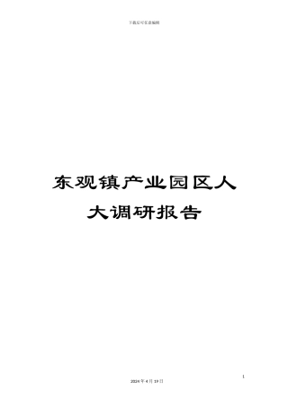 东观镇产业园区人大调研报告