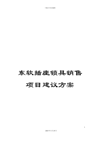 东软插座锁具销售项目建议方案