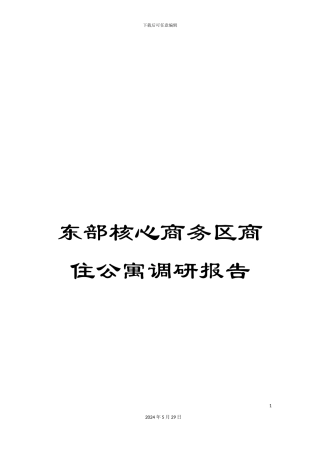 东部核心商务区商住公寓调研报告