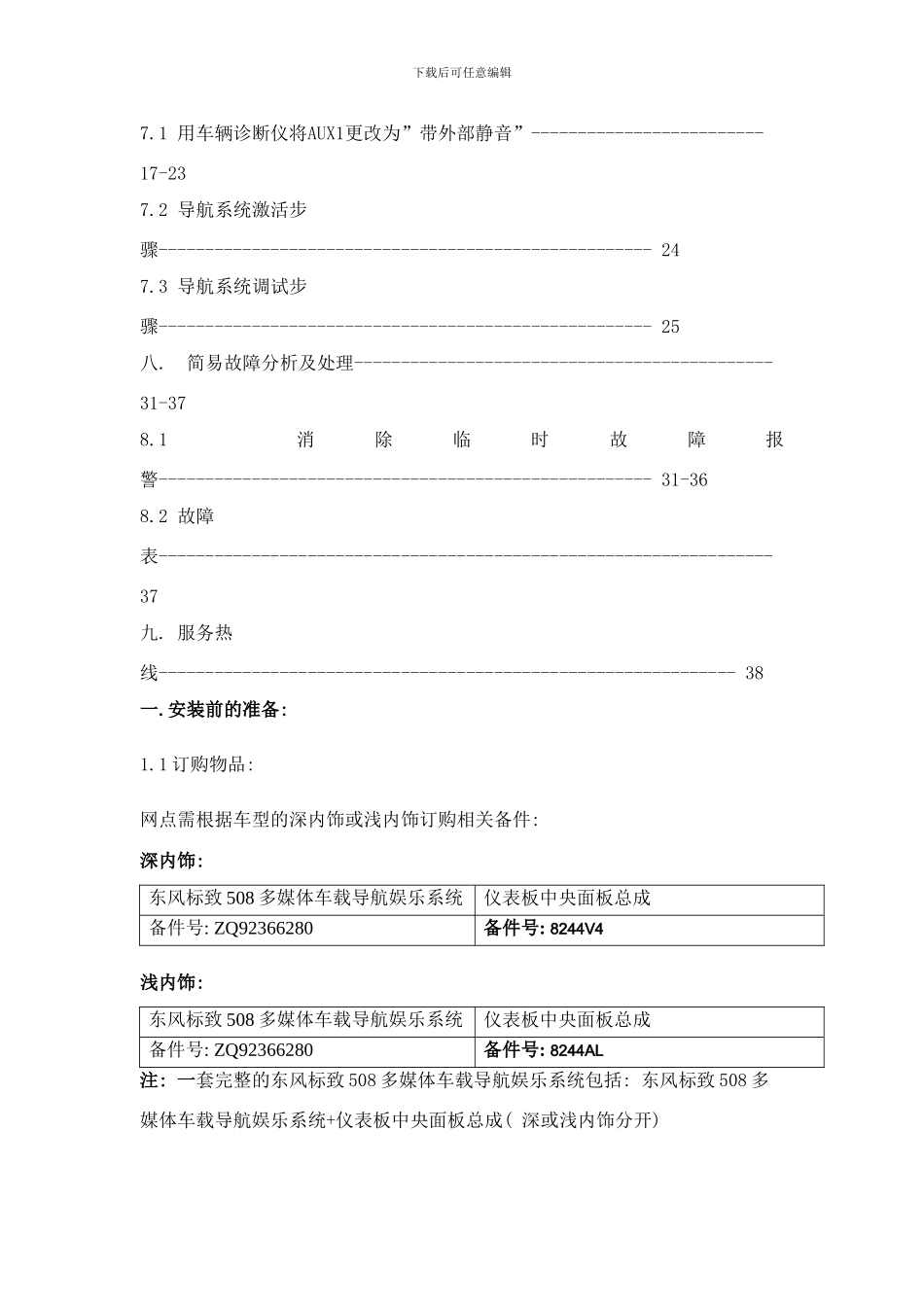 东风标致多媒体车载导航娱乐系统安装工艺指导及调试激活流程样本_第3页