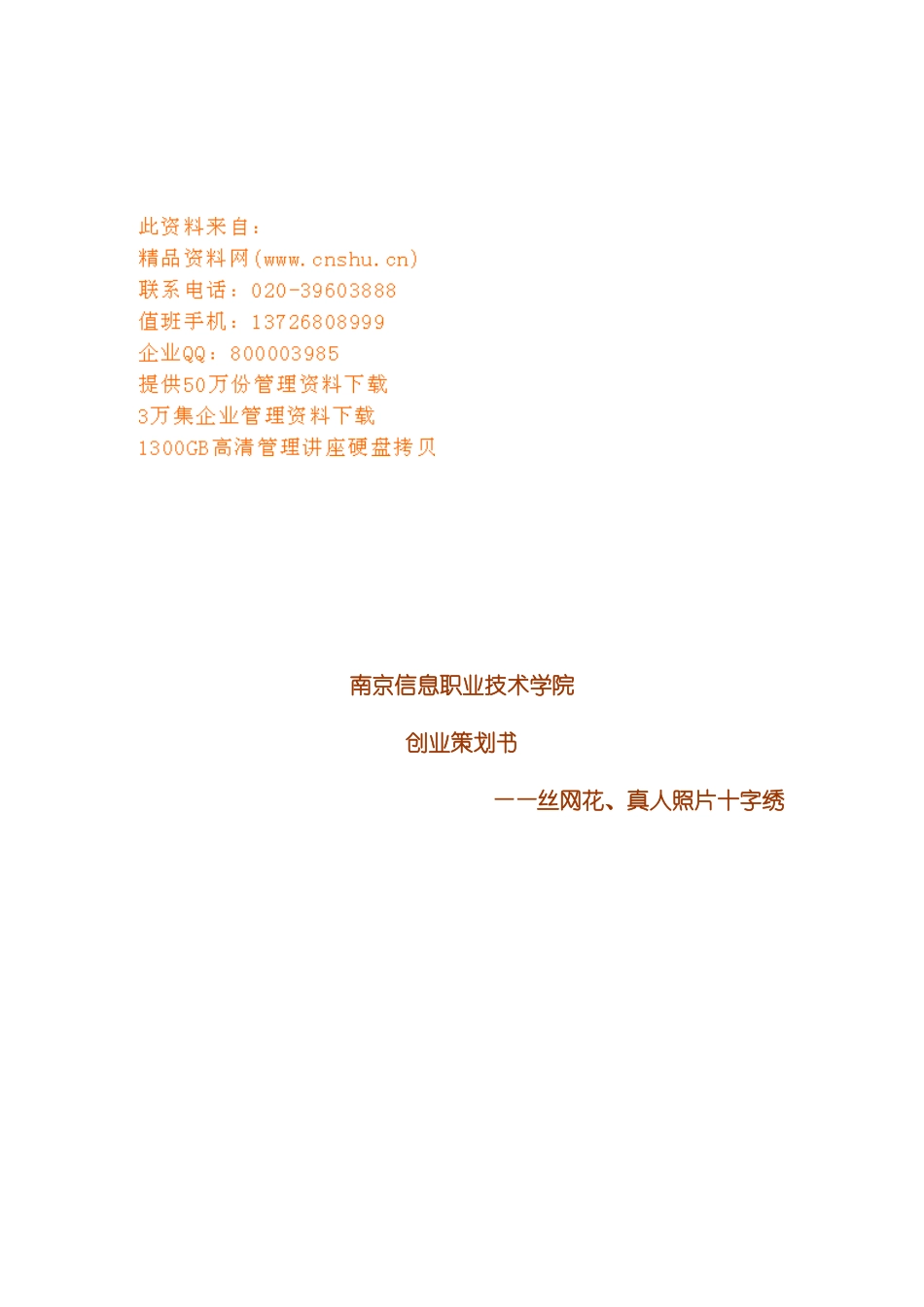 丝网花真人照片十字绣企业策划方案_第2页