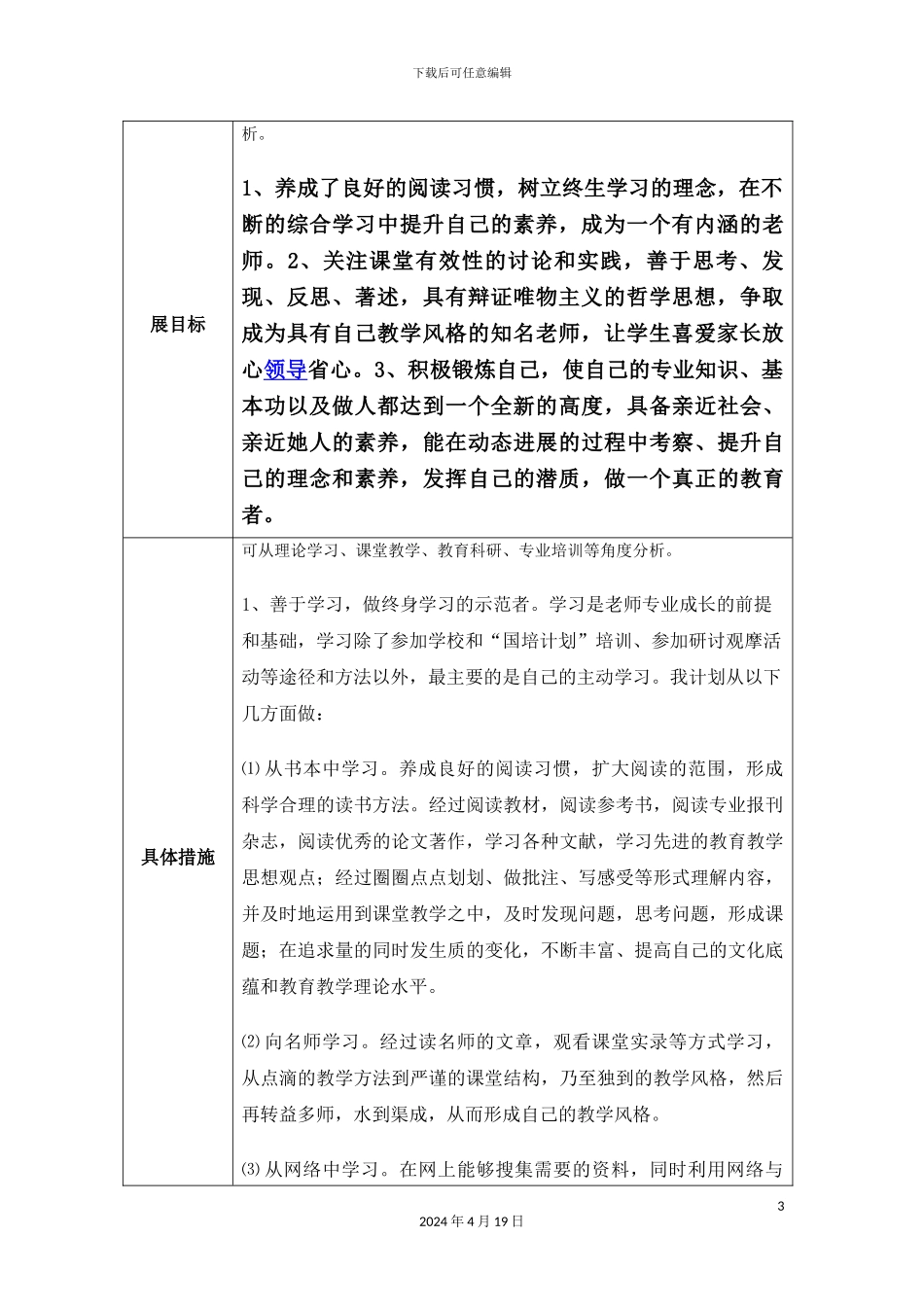 个人专业发展规划模板_第3页