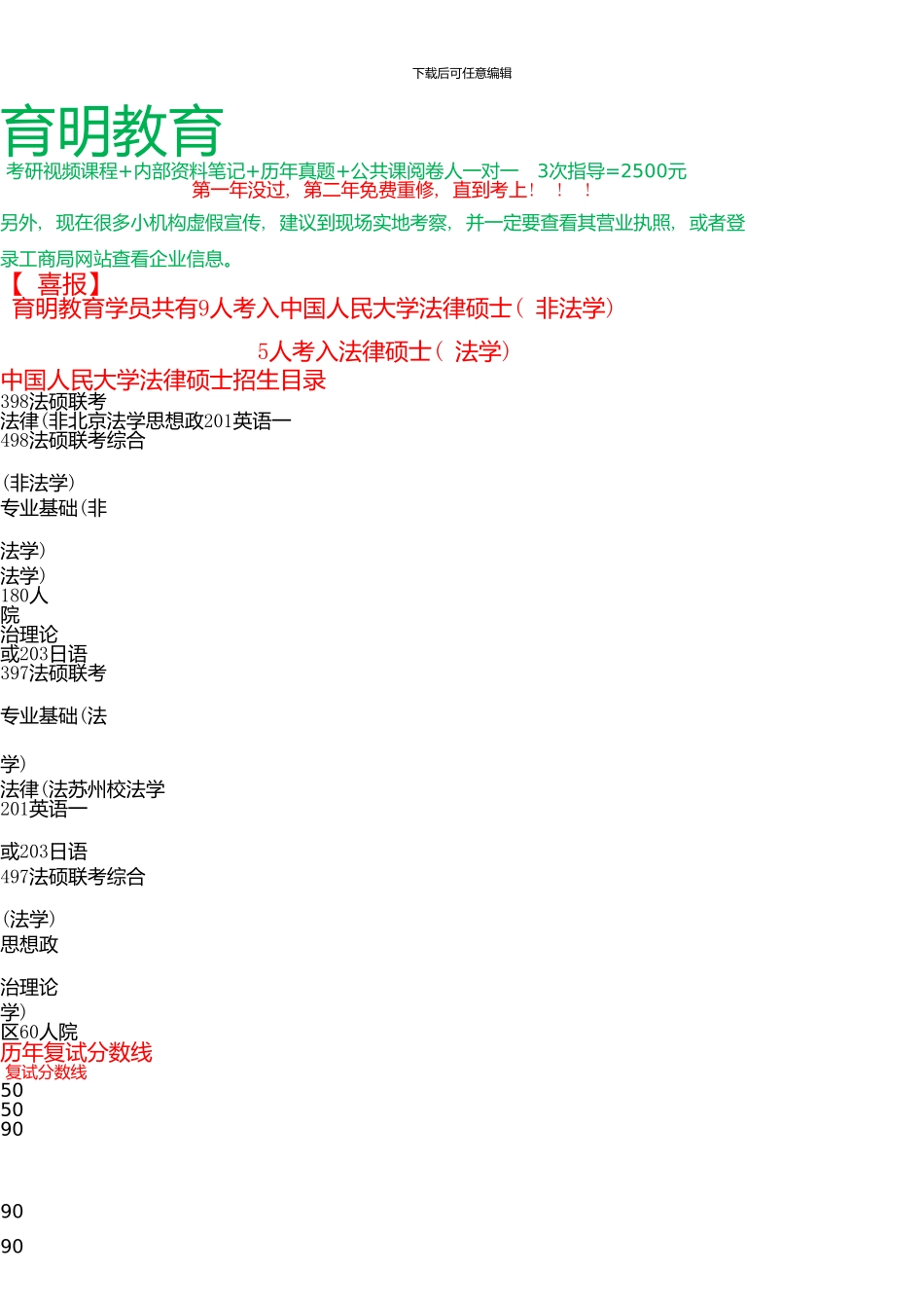 中国人民大学法律硕士专业考研经验-考研复习笔记_第1页