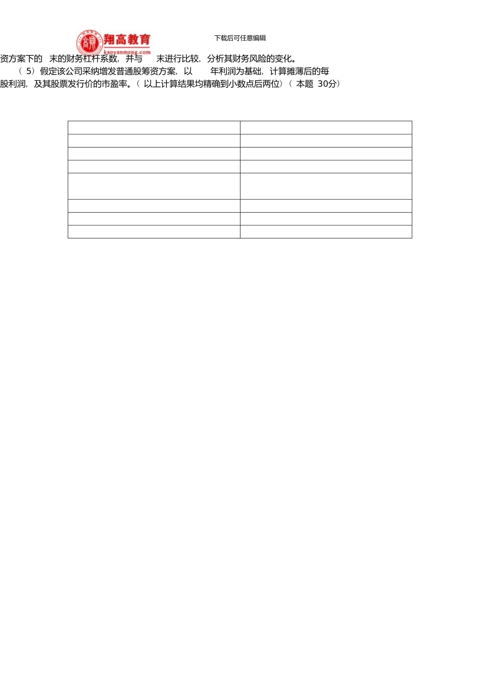 中国人民大学硕士生入学考试会计学与财务管理学试题及答案详解_第3页