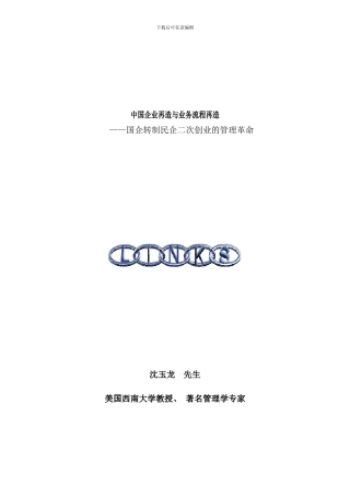 中国企业再造与业务流程再造