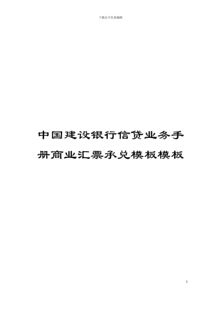 中国建设银行信贷业务手册商业汇票承兑模板模板