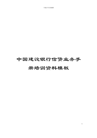 中国建设银行信贷业务手册培训资料模板