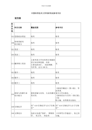 中国科学技术大学考研考试参考书目样本
