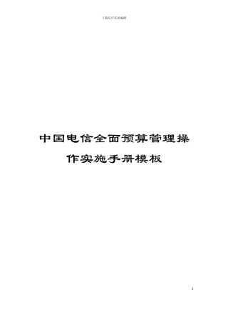 中国电信全面预算管理操作实施手册模板