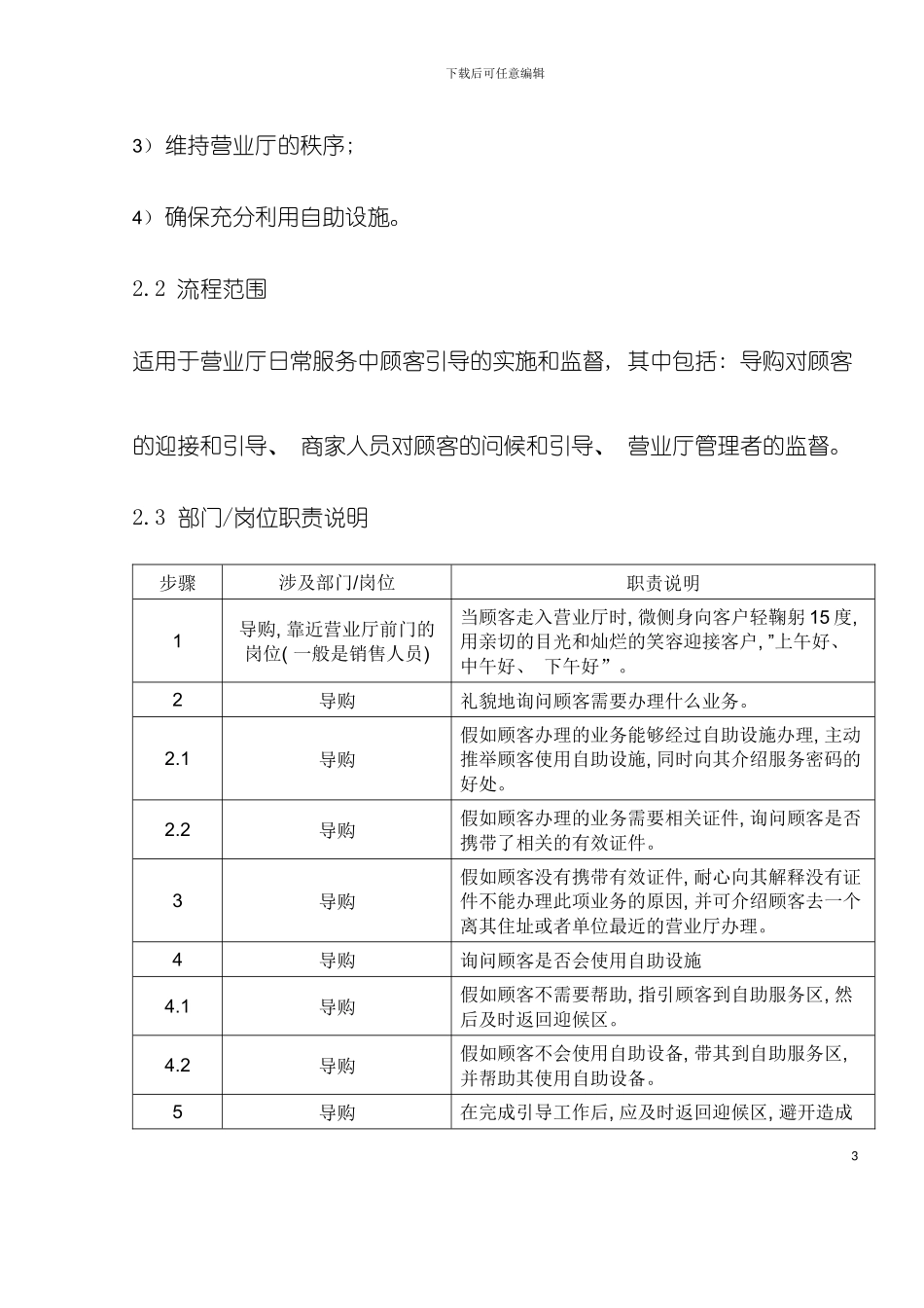中国移动营业厅窗口服务流程手册模板_第3页