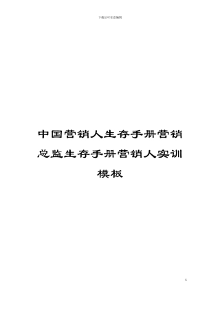中国营销人生存手册营销总监生存手册营销人实训模板