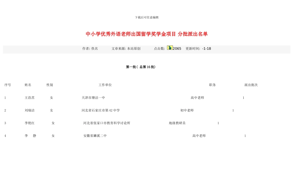 中小学优秀外语教师出国留学奖学金项目分批派出样本_第3页