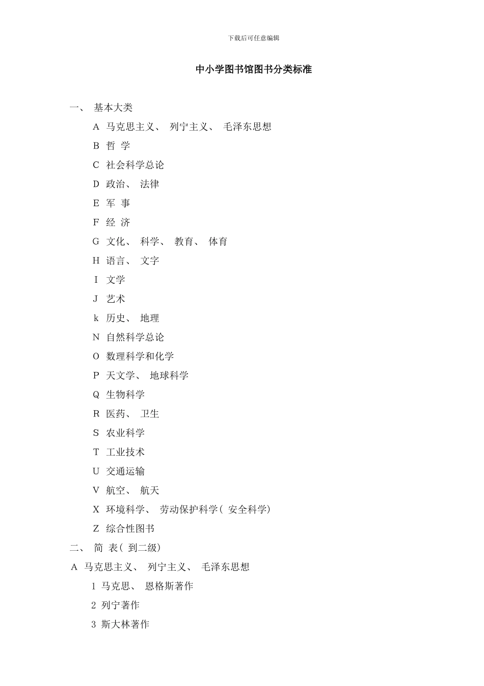 中小学图书馆图书分类标准样本_第1页