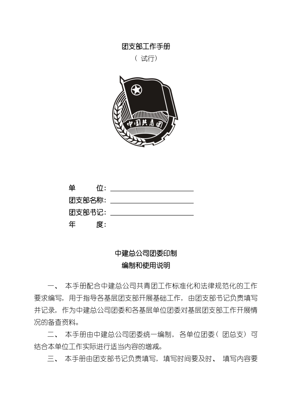 中建分公司团支部工作手册模板_第2页